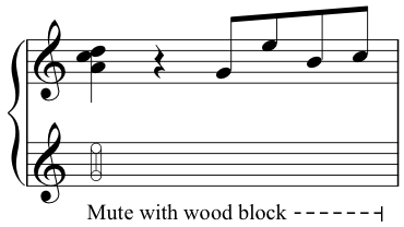 Mute with wood block